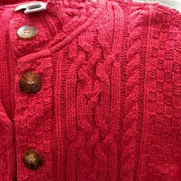 Talbots coral cable knit cotton blend button up cardigan szM In good condition - Picture 5 of 6